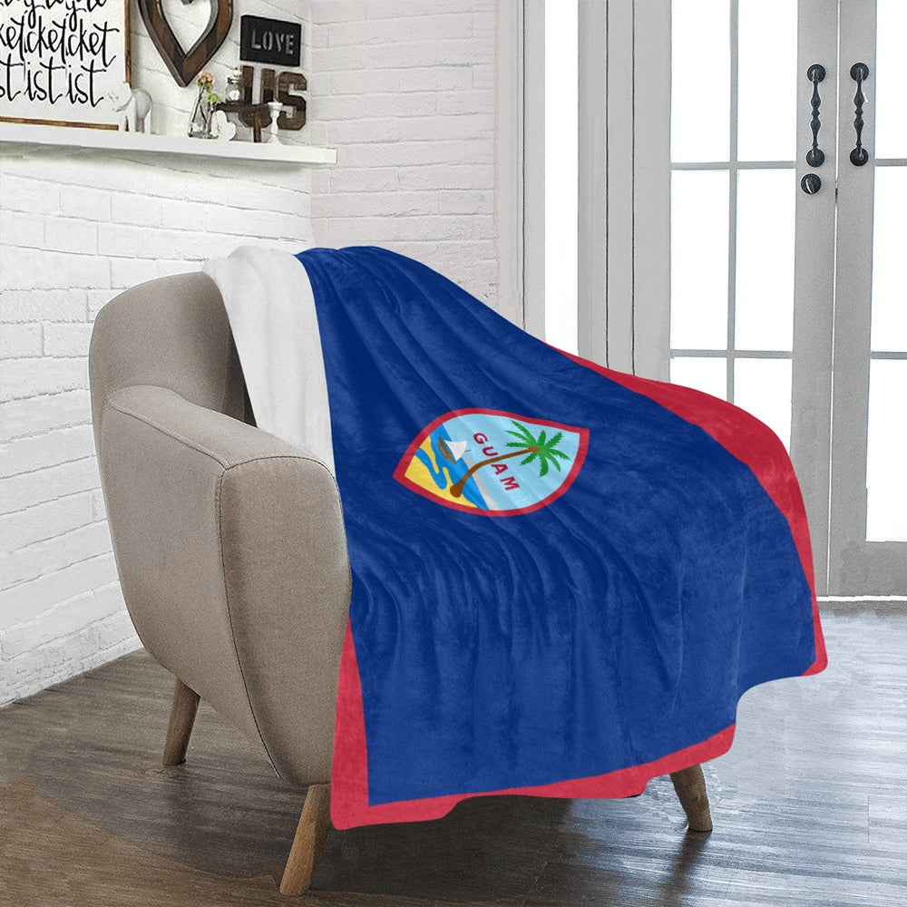 Luv My Flag throw blanket with Guam flag design displayed.