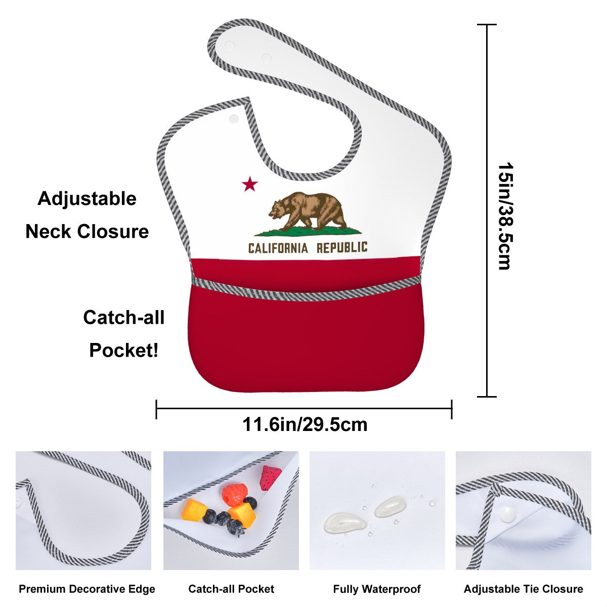 California Flag Inspired Baby Bib