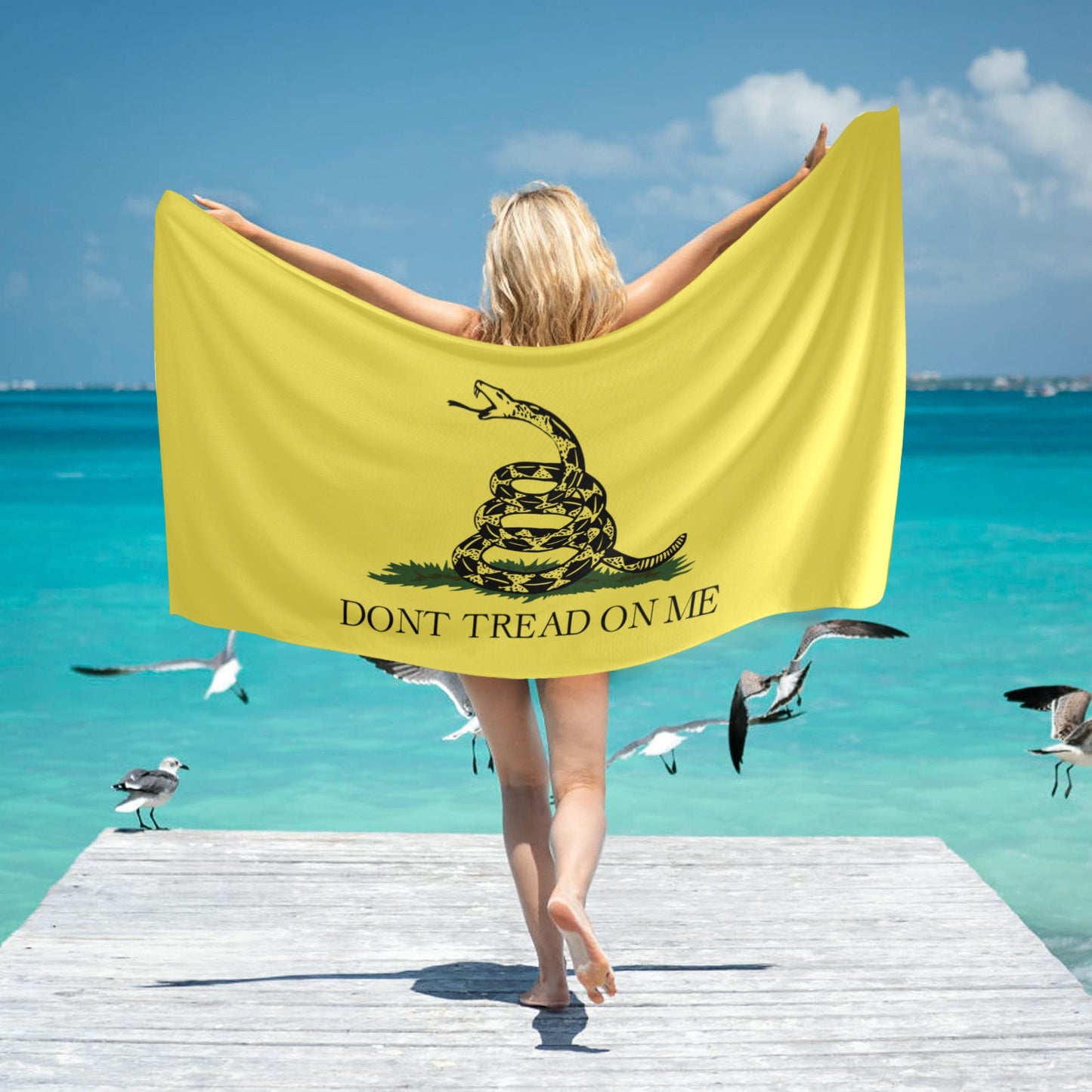 Gadsden Flag Inspired Beach Towel 31"x71" (Made in USA)