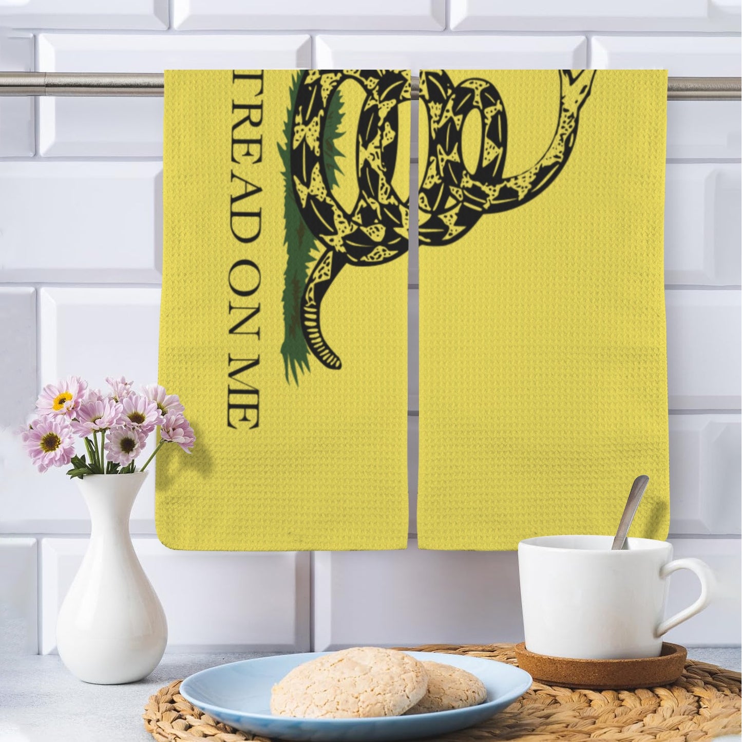 Gadsden Flag Inspired Kitchen Towel 40X60cm (Pack of 2) (Made in the USA)