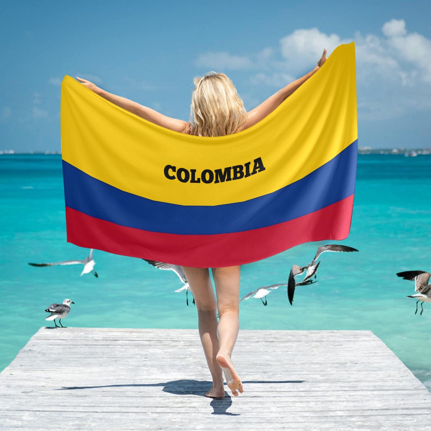Colombia Flag Beach Towel 31"x71" (Made in USA)