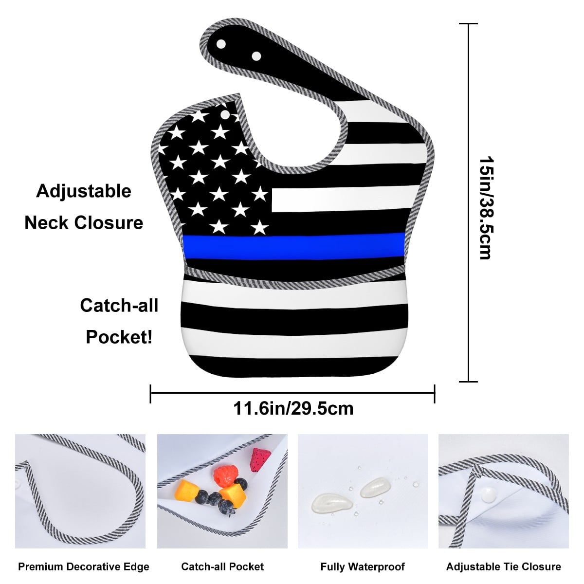 Thin Blue Line Flag Inspired Baby Bib