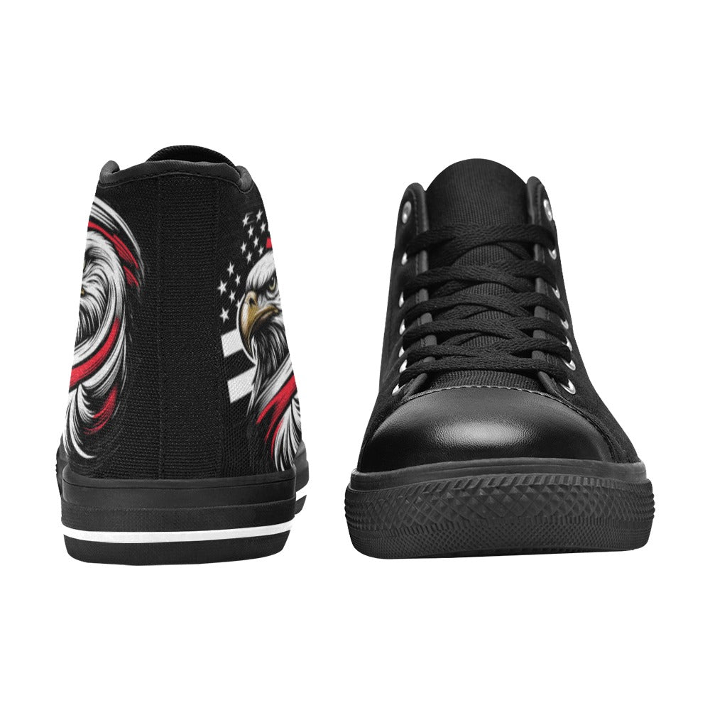Thin Red Line Flag Eagle Mens High Top Canvas Shoes