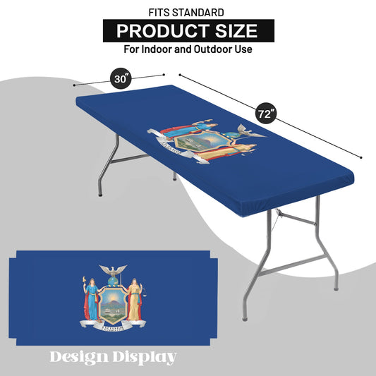 New York Flag Inspired Custom Elastic Fitted Tablecloth 72x30 inch (Made in the USA)