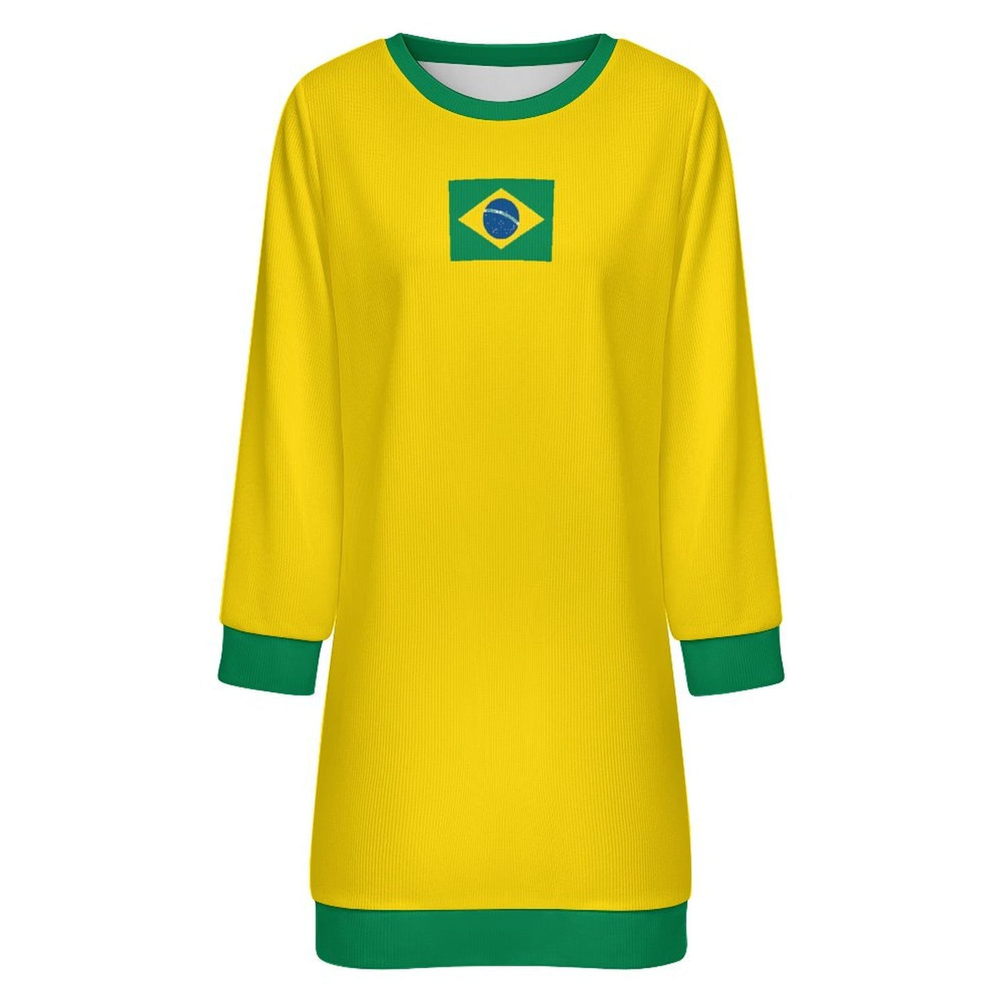 Brazil Flag Inspired Sweater Dress