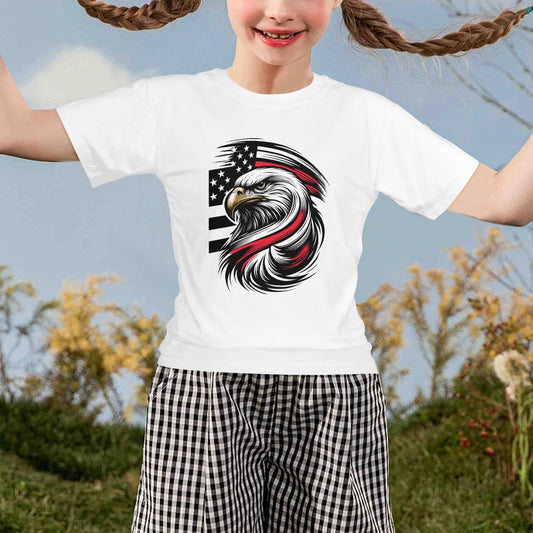 Thin Red Line Flag Eagle Girls T-Shirt Made in the USA