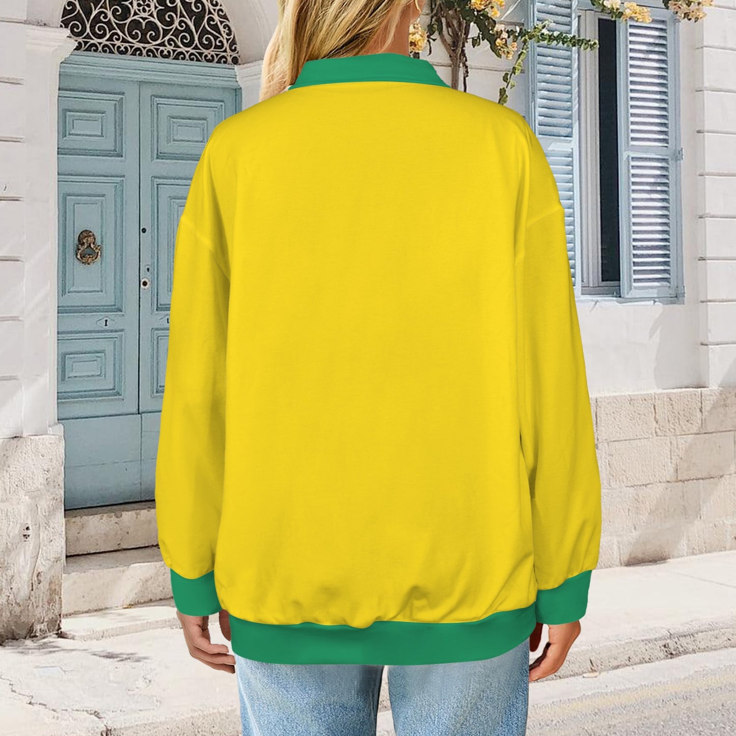 Brazil Flag Women's Quarter Zip Pullover Sweatshirt