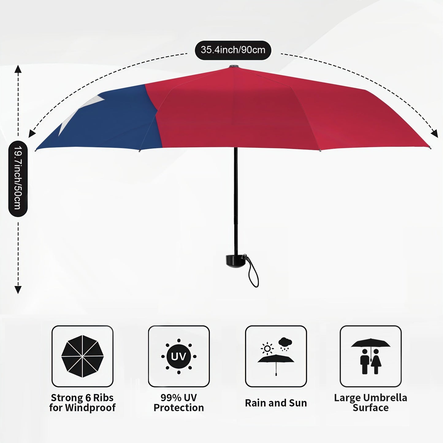 Texas Flag Inspired Mini Compact Umbrella