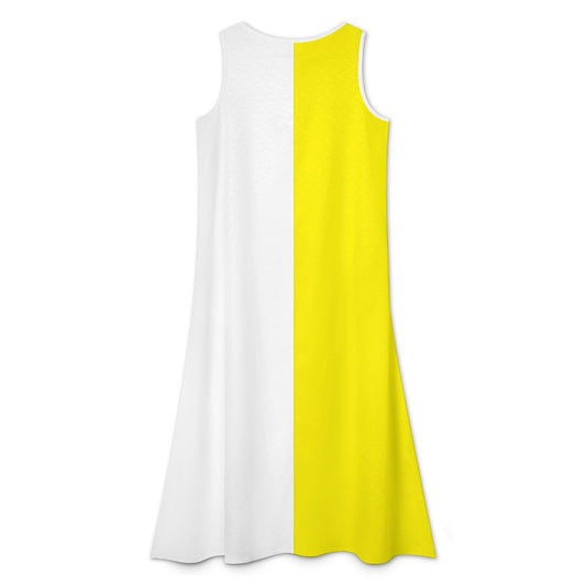 Vatican City Flag Inspired Sleeveless High-Low Hem Dress