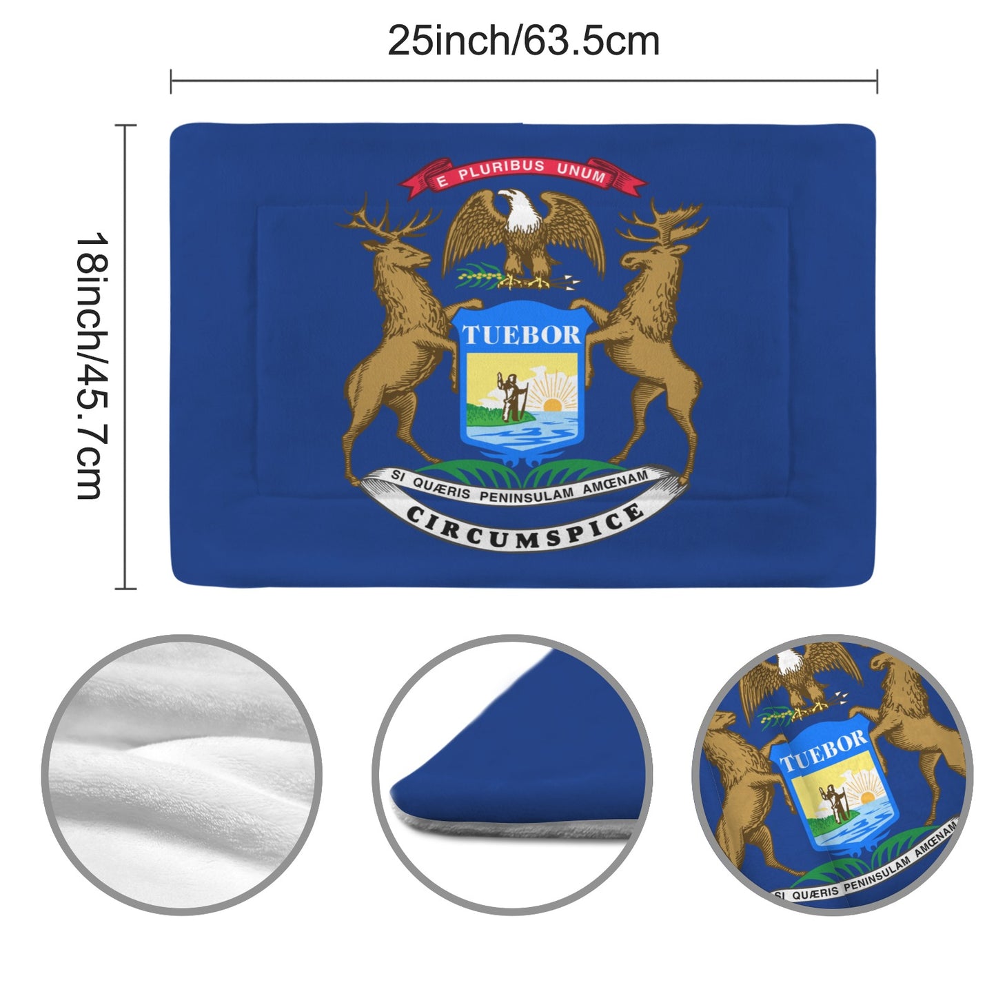 Michigan Flag Inspired Pet Mat 25x18inch (Made in the USA)