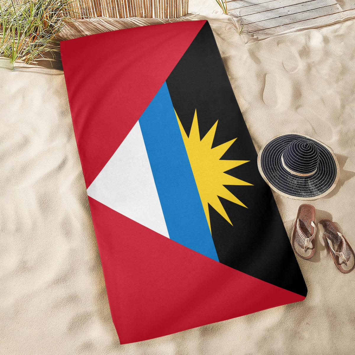 Antingua and Barbuda Flag Inspired Beach Towel 31"x71"(NEW) | Ships from USA