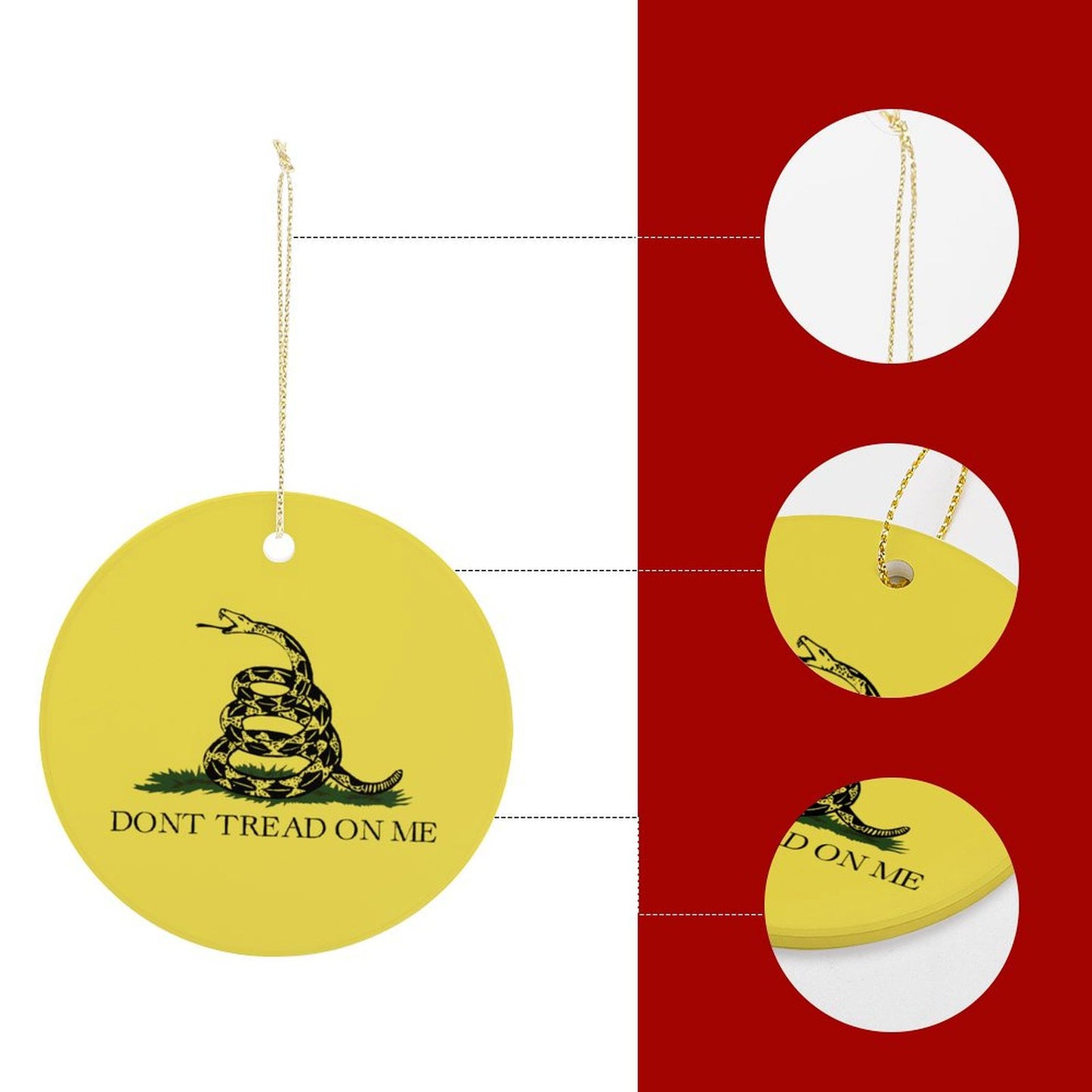Gadsden Flag Inspired Circle Ceramic Ornament Made in USA Circle Ceramic Ornament (Made in USA)