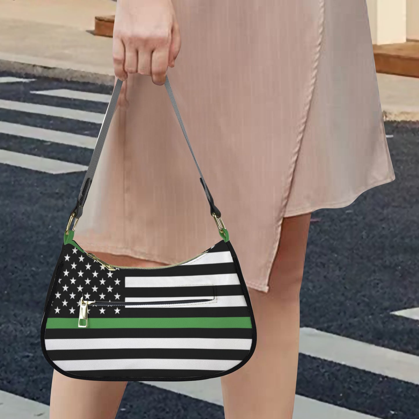 Thin Green Line Flag Inspired Women's Shoulder Bag
