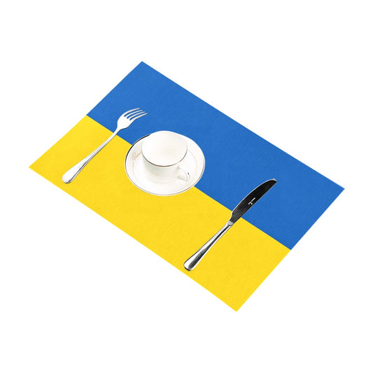 Cup and cutlery on Luv My Flag Ukrainian placemat.