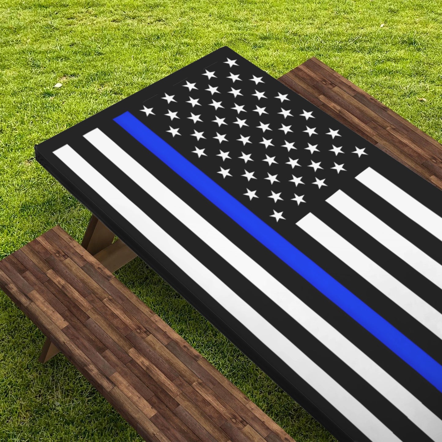 Thin Blue Line Flag Picnic Table Cover (72" x 30") (Made in the USA)