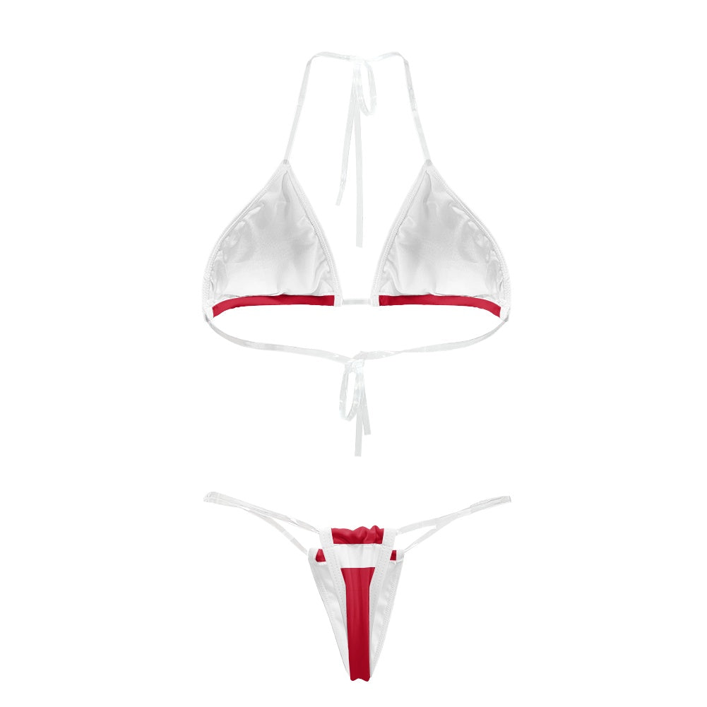 Austria Flag Inspired Transparent String Thong Bikini