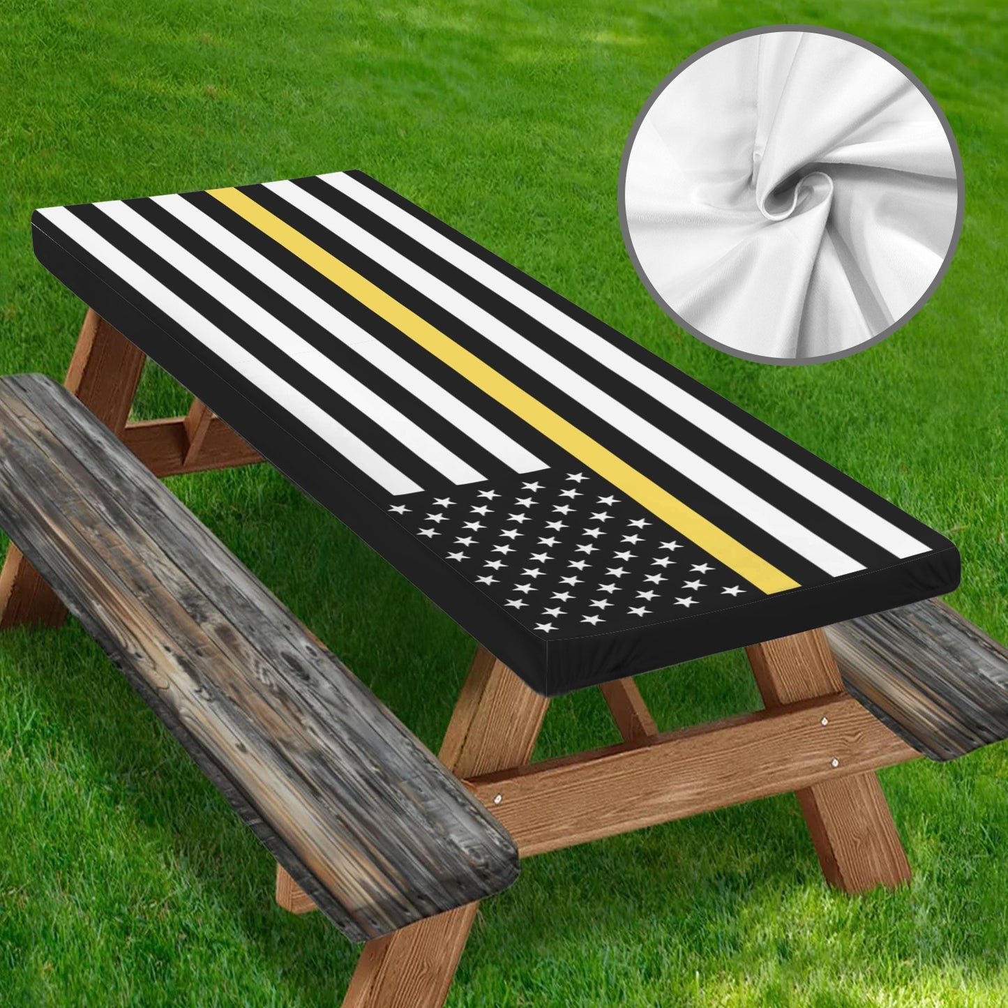 Thin Gold Line Flag Picnic Table Cover (72" x 30") (Made in the USA)