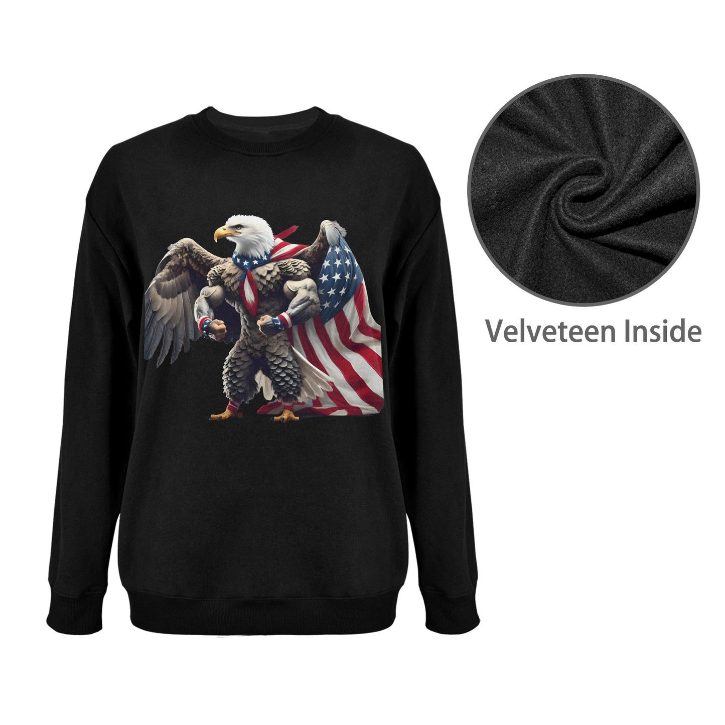 USA/American Flag Inspired Bald Eagle With Flag Cape Unisex Fleece Sweatshirt (Made in the USA)