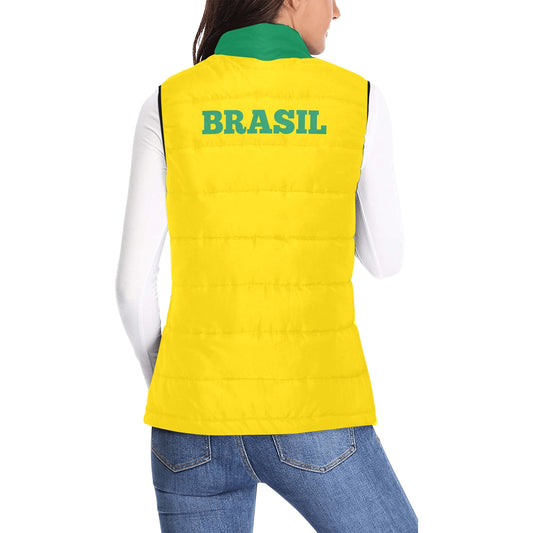 Brazil Flag Inspired Women's Padded Vest