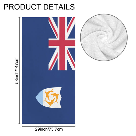 Anguilla Flag Inspired Custom Bath Towel 29"x58"(Made in USA)