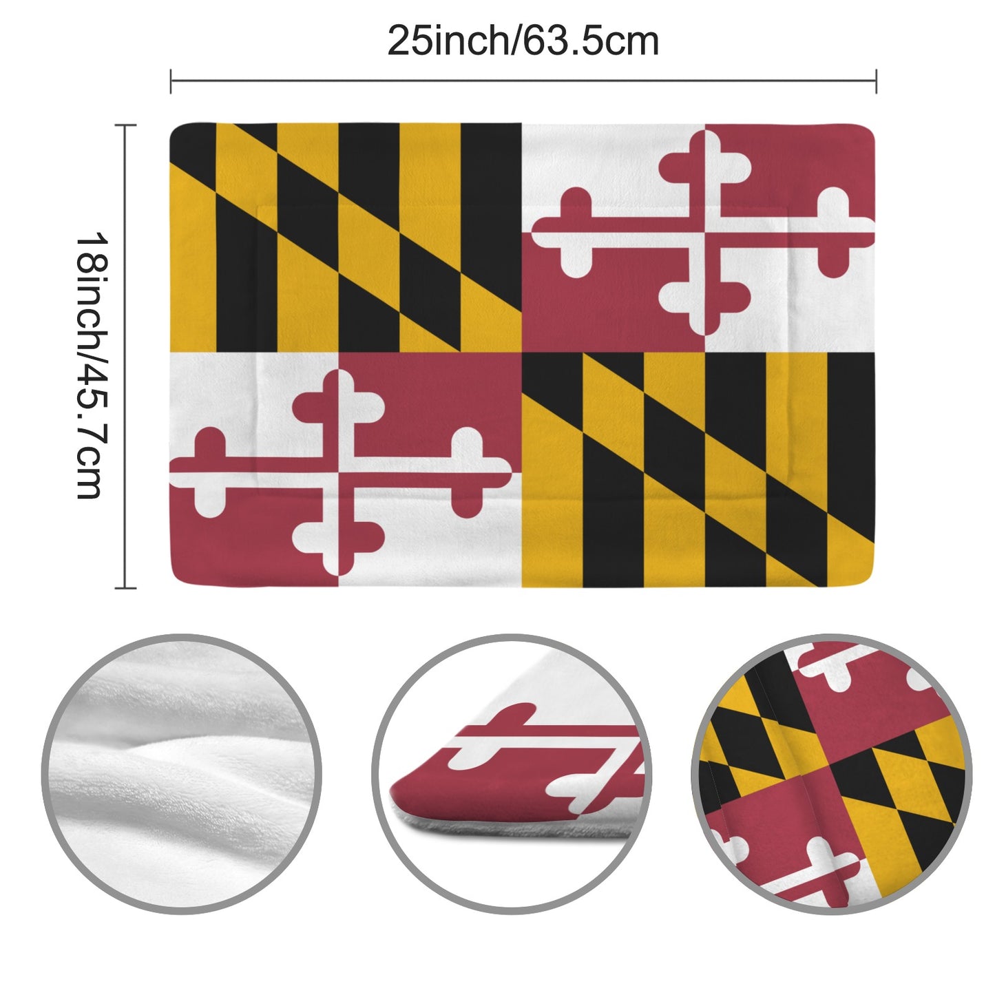 Maryland Flag Inspired Pet Mat 25x18inch (Made in the USA)