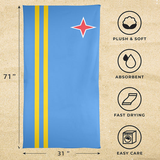 Aruba Flag Beach Towel 31"x71" (Made in USA)