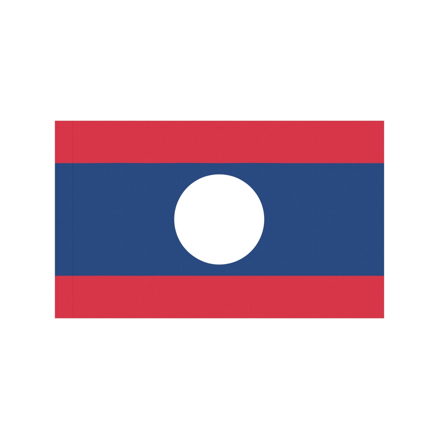 Luv My Flag brand, Laos flag, red, blue, white circle.