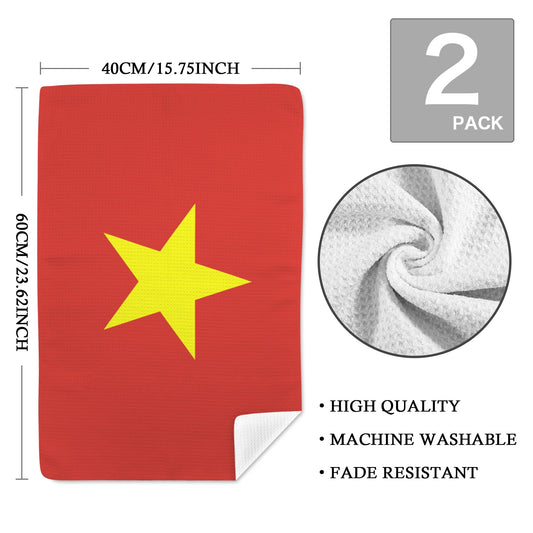 Vietnam Flag Inspired Kitchen Towel 40X60cm (Pack of 2) (Made in the USA)