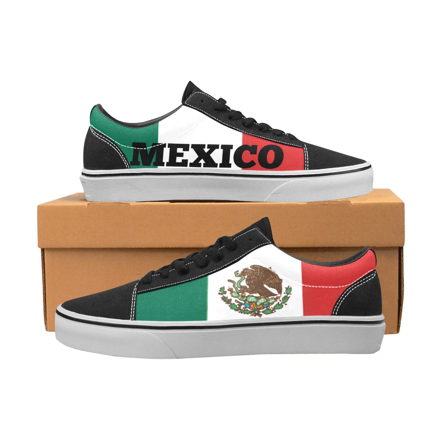 Mexico Flag Inspired Women's Lace-Up Canvas Shoes