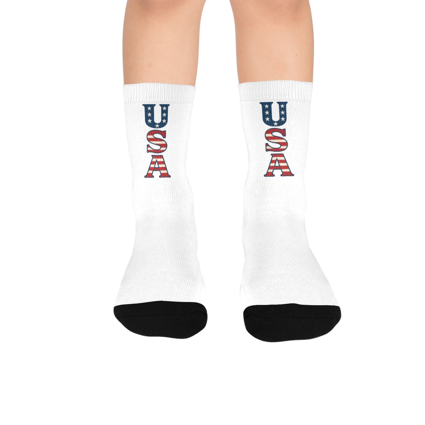 USA/American Flag Inspired "USA" Kid's Custom Socks (Made in the USA)