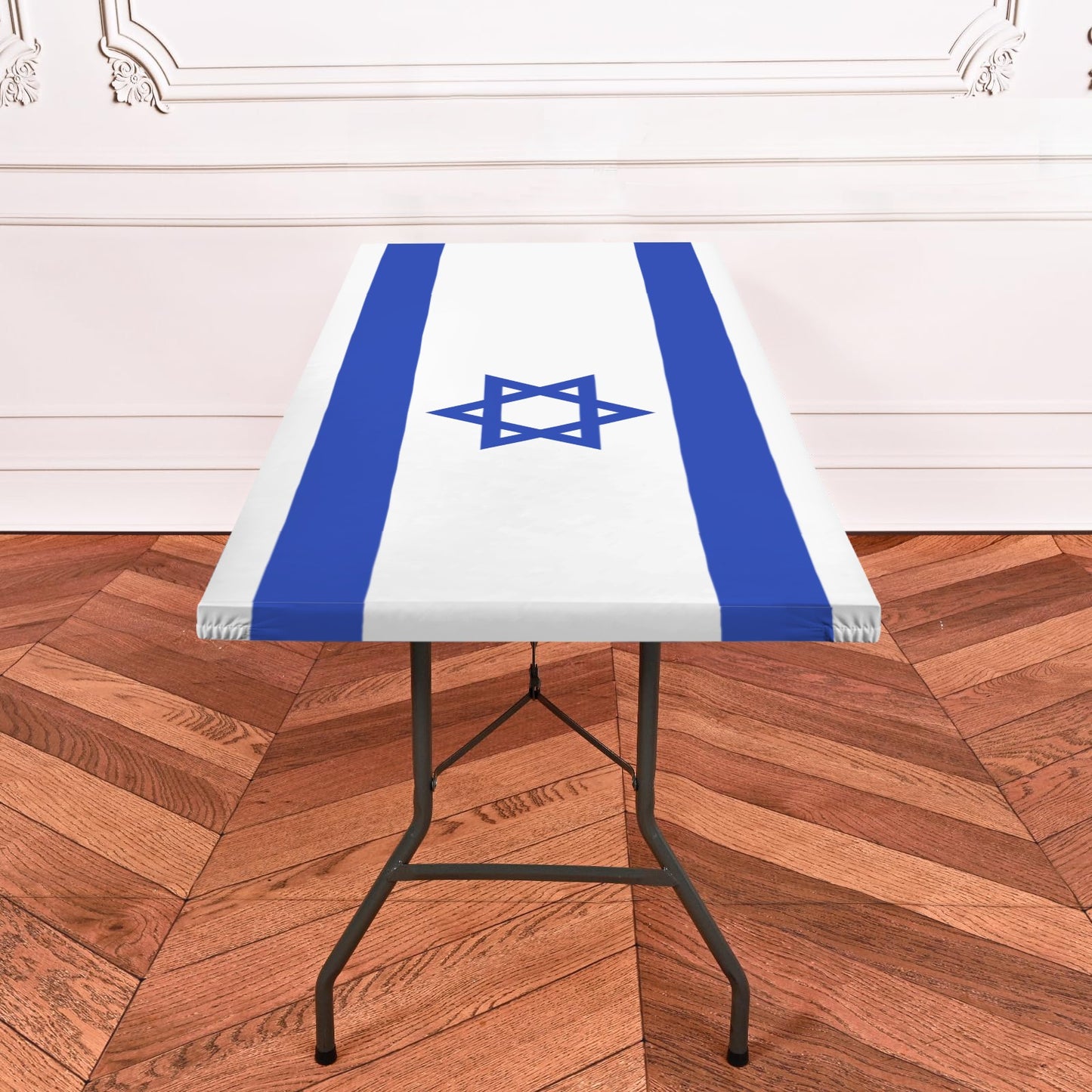 Israel Flag Inspired Custom Elastic Fitted Tablecloth 72x30 inch (Made in the USA)