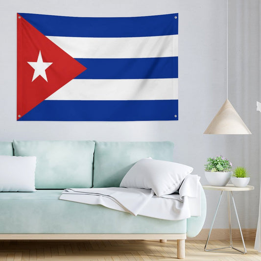 Cuba Flag Inspired Wall Mount Flag with Four Grommets (35x59 in)