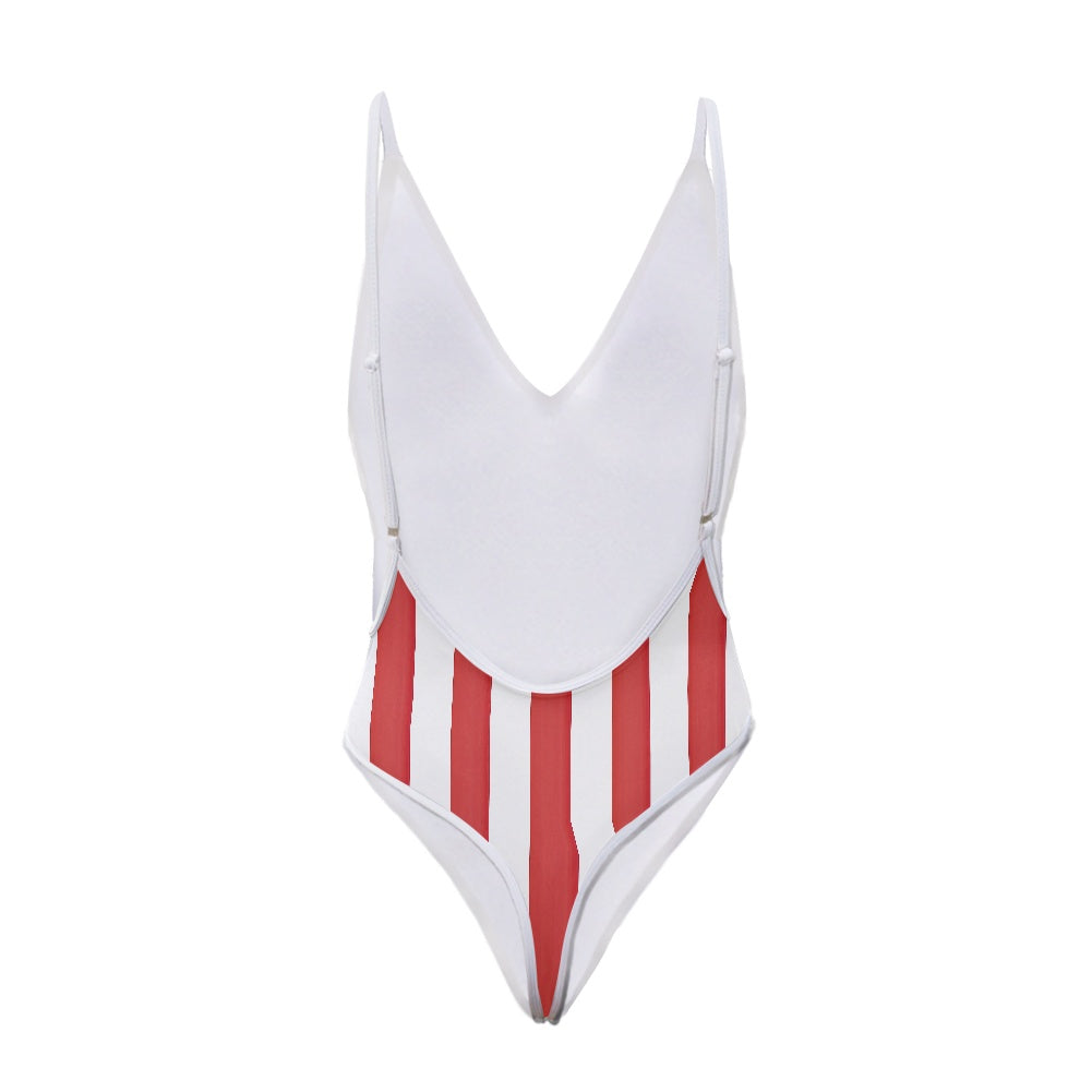 USA/American Flag Inspired One-Piece Thong Swimsuit Style-1