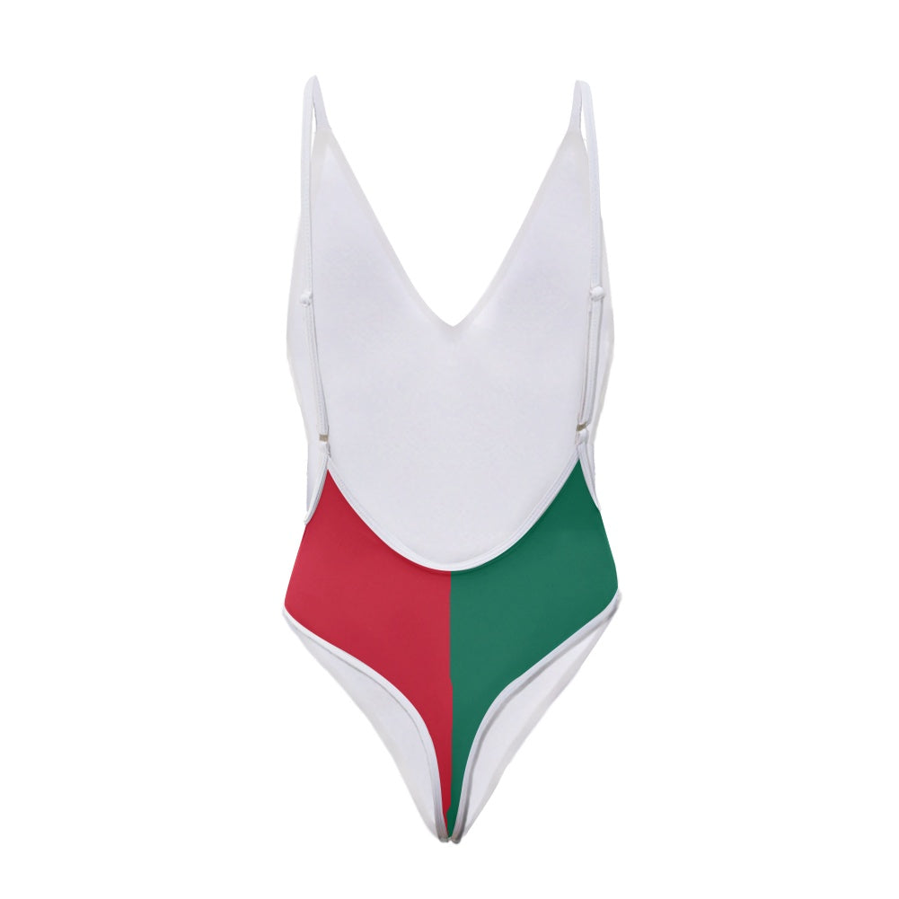 Mexico Flag Inspired One-Piece Thong Swimsuit