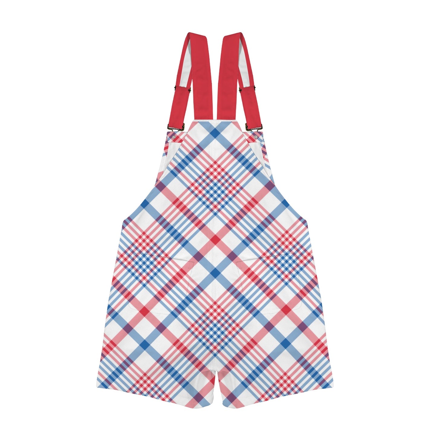 USA/American Flag Inspired Plaid Pattern Unisex Suspender Overalls