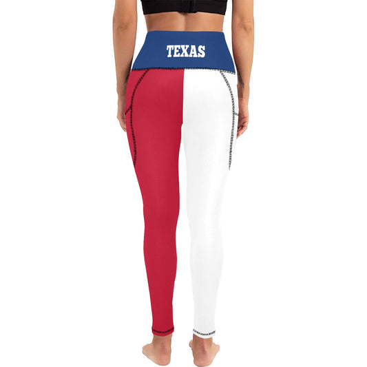 Texas Flag Inspired Women's High Waist Leggings with Pockets