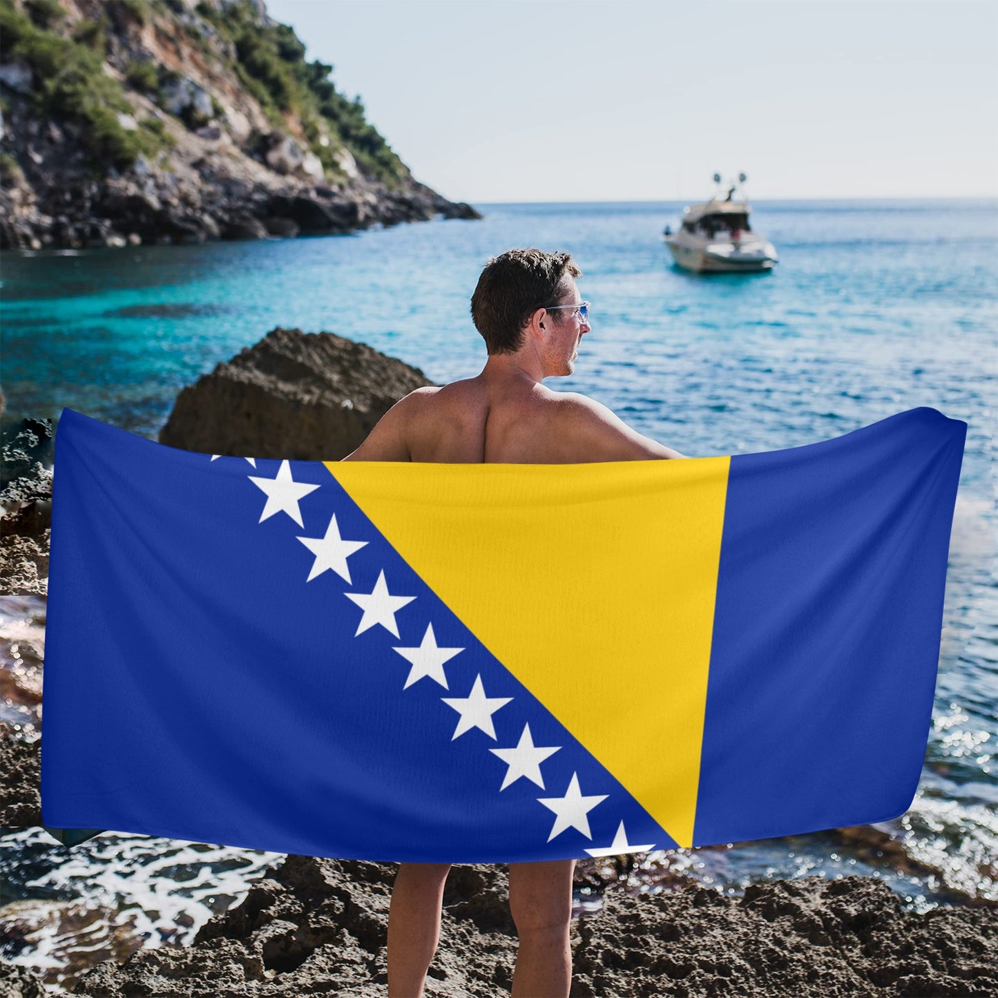 Bosnia and Herzegovina Flag Beach Towel 31"x71" (Made in USA)