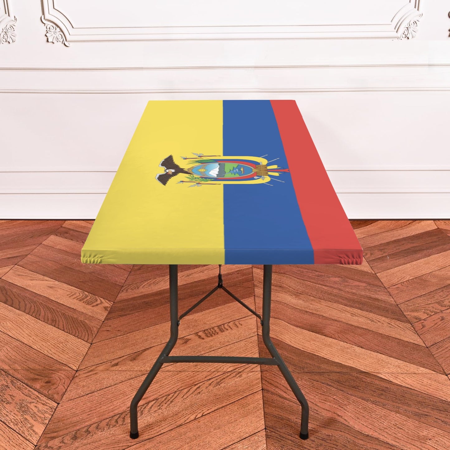 Ecuador Flag Inspired Custom Elastic Fitted Tablecloth 72x30 inch (Made in the USA)