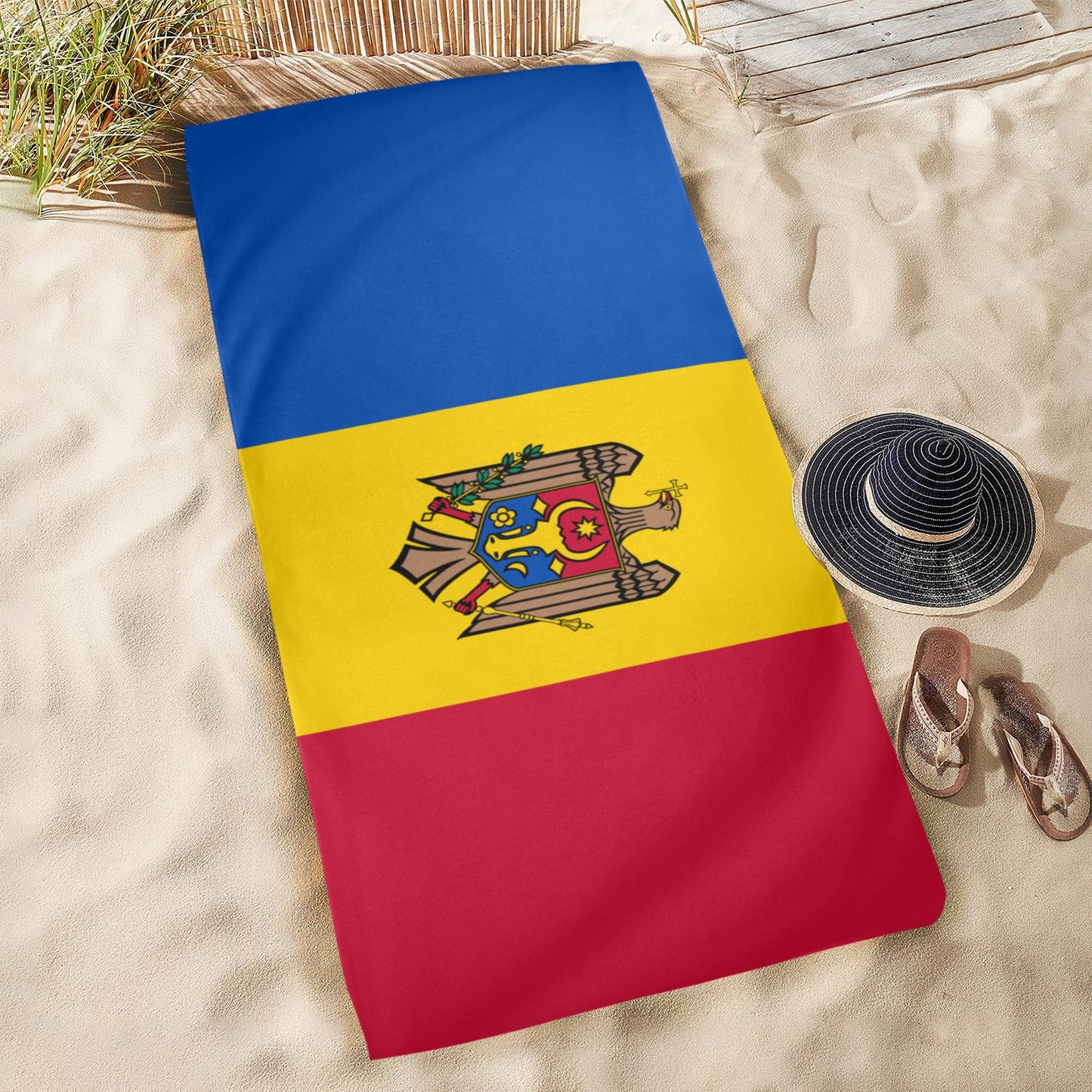 Moldova Flag Beach Towel 31"x71" (Made in USA)