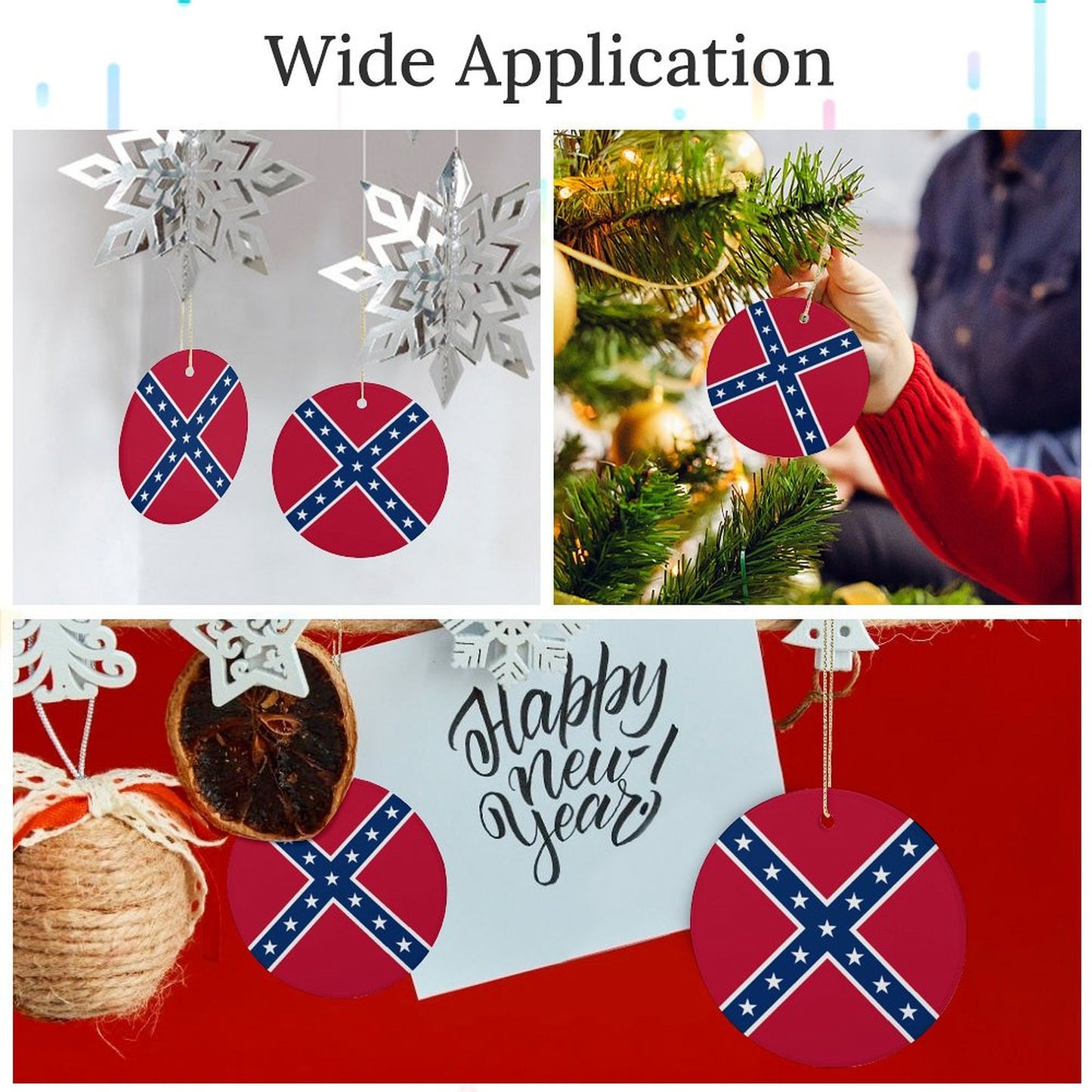 Confederate Battle Flag Inspired Circle Ceramic Ornament Made in USA Circle Ceramic Ornament (Made in USA)