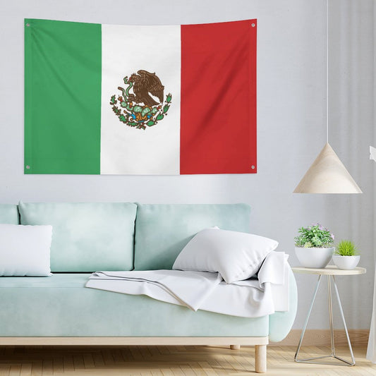 Mexico Flag Inspired Wall Mount Flag with Four Grommets (35x59 in)