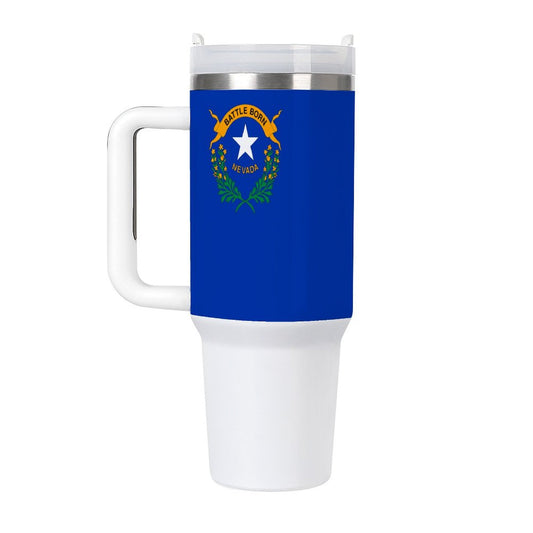 Nevada State Flag travel mug in blue.