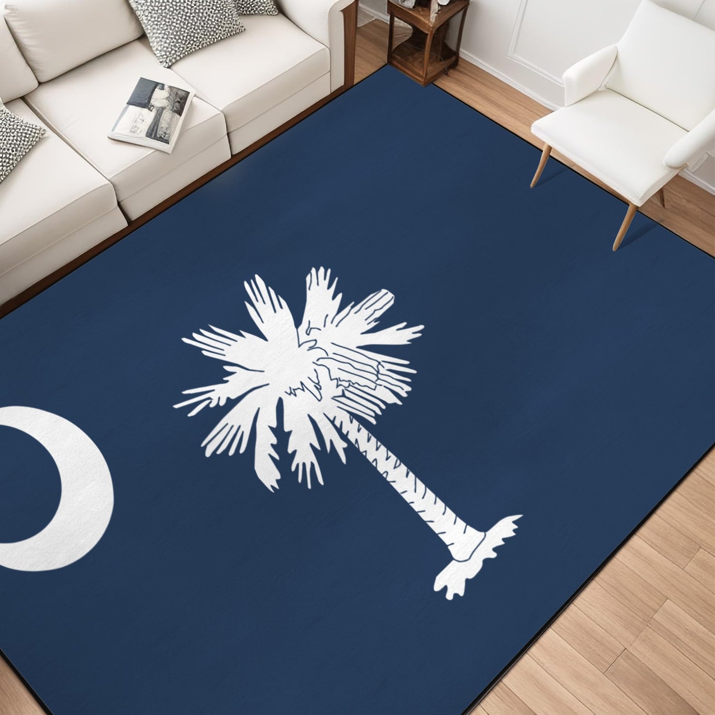 South Carolina Flag Inspired 84x60 Inch Area Rug with Black Binding (Made in the USA)