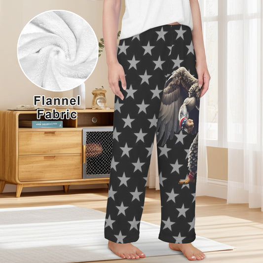 USA/American Flag Inspired Eagle with Cape Women's Flannel Pajama Trousers Made in the USA
