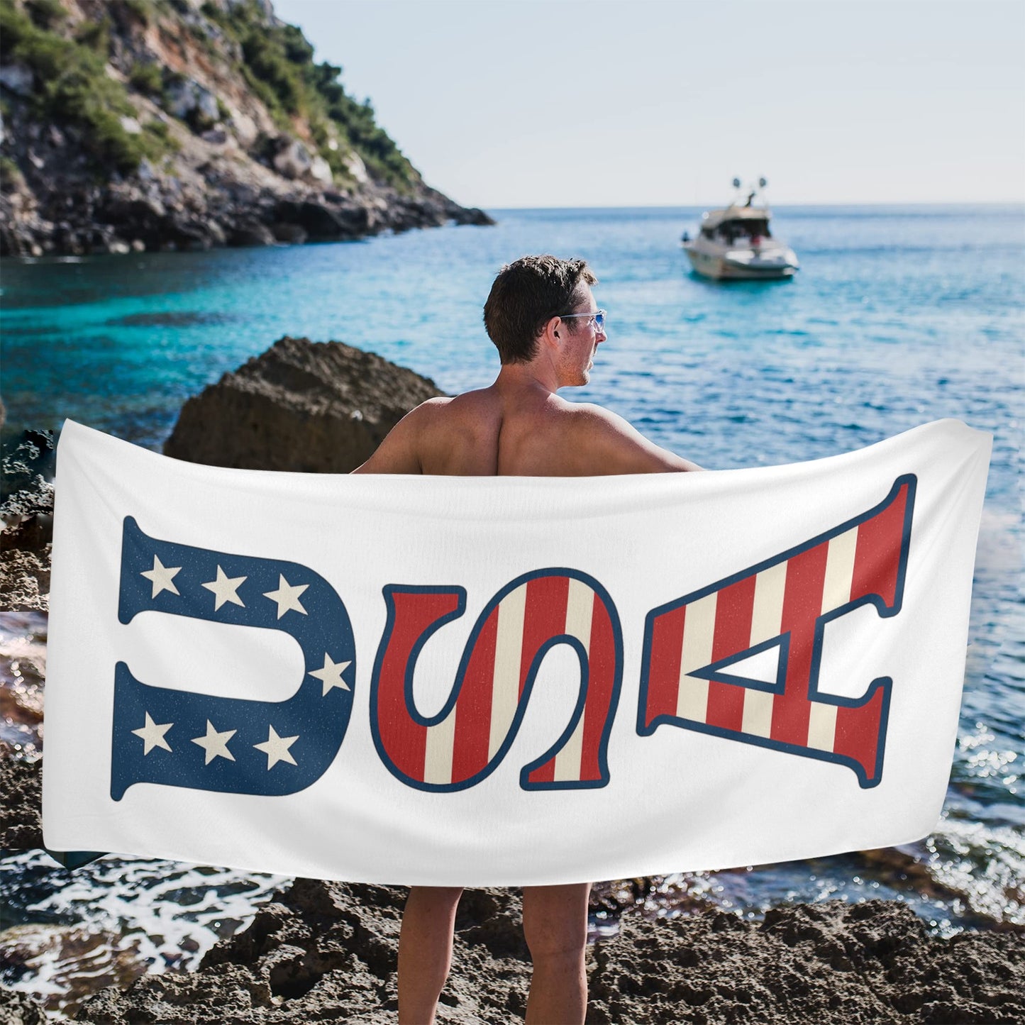 USA/Americna Flag Inspired "USA" Beach Towel 31"x71" (Made in USA)