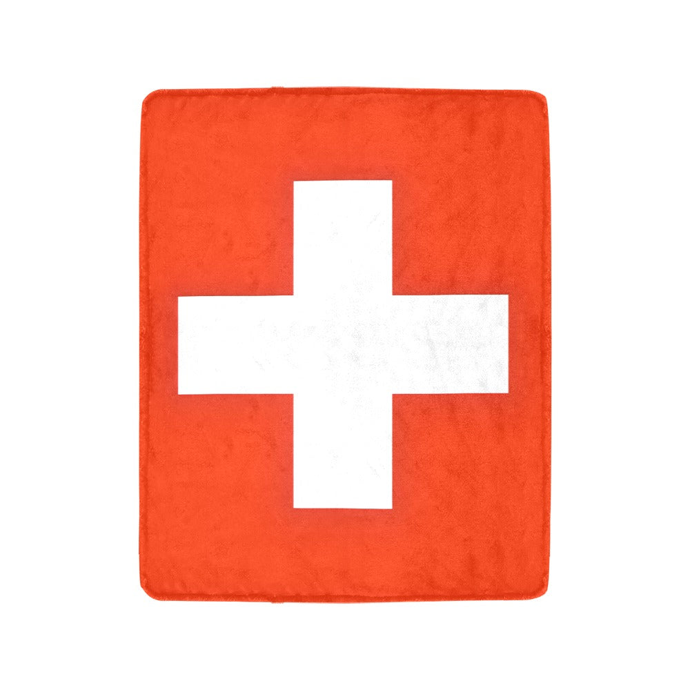 Red blanket with white cross by Luv My Flag.