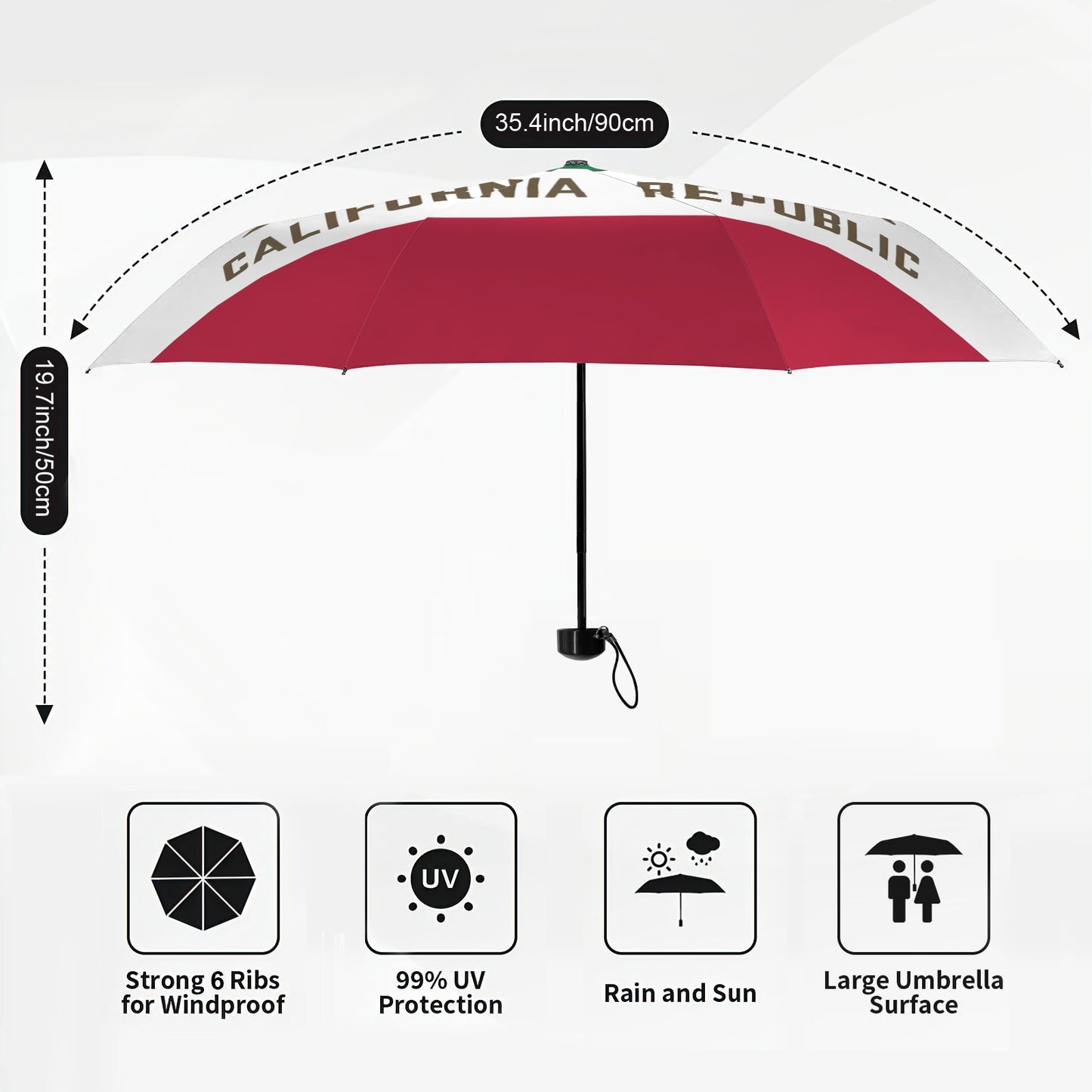 California Flag Inspired Mini Compact Umbrella