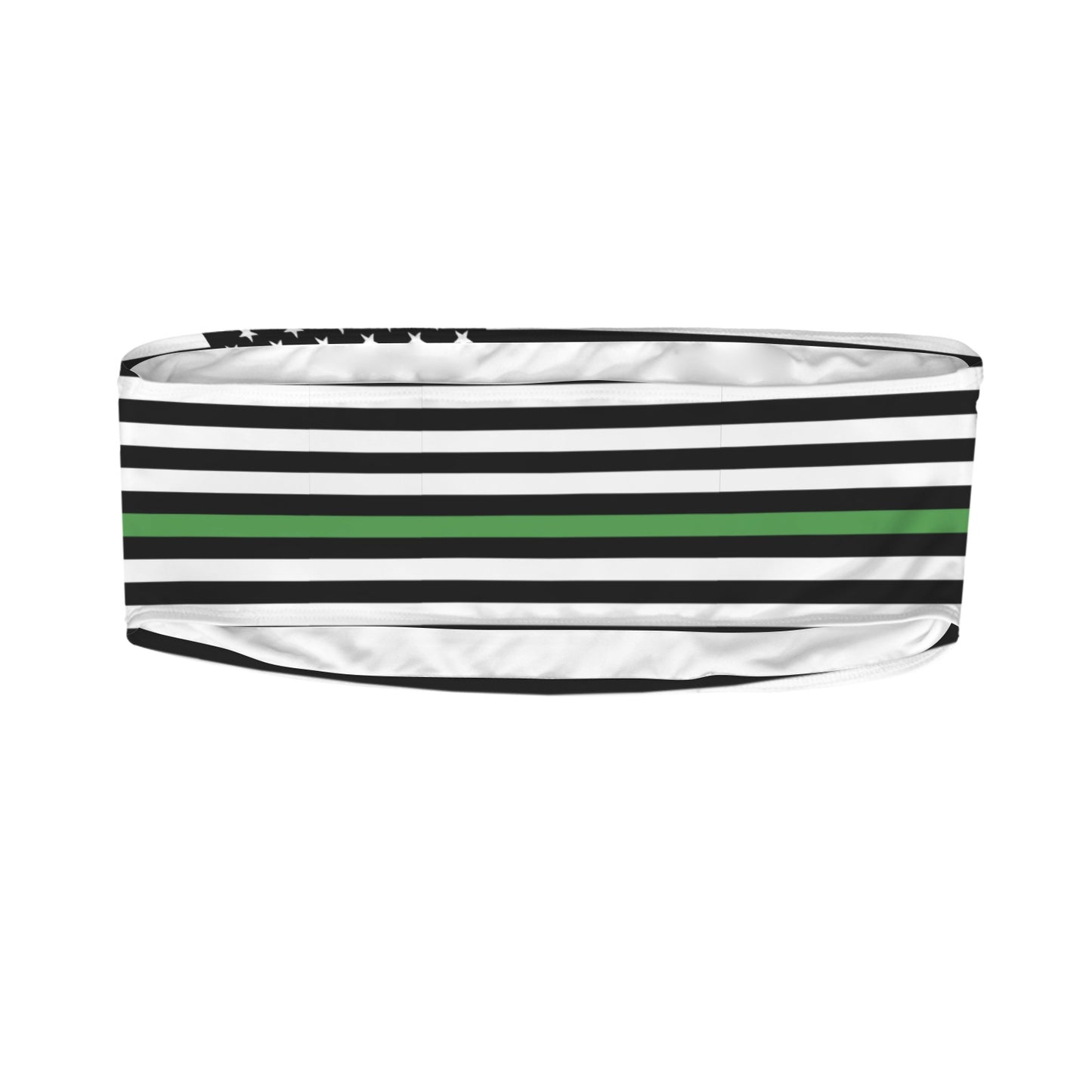 Thin Green Line Flag Inspired Bandeau Tube Bikini Top