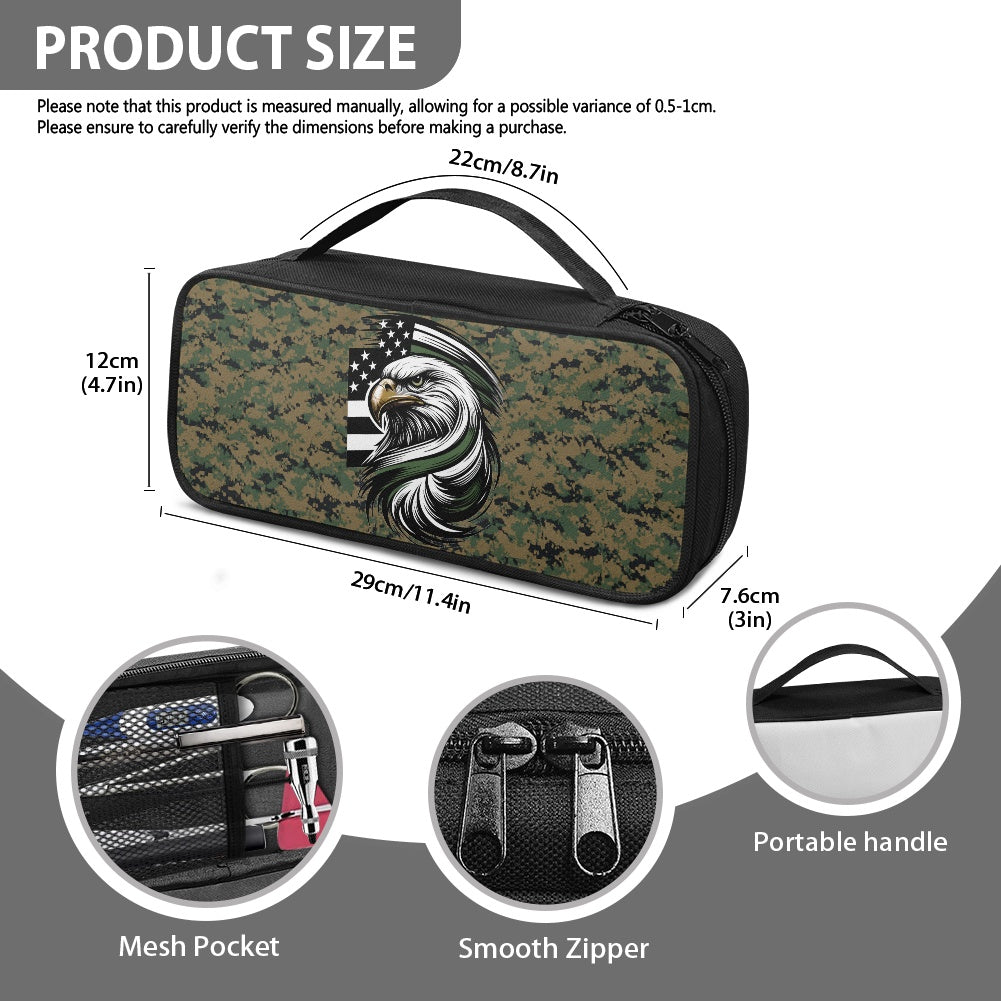 Thin Green Line Flag Inspired Eagle on Digital Camo Stethoscope Storage Bag