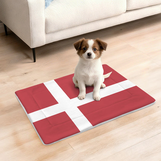 Denmark Flag Inspired Pet Mat 25x18inch (Made in the USA)